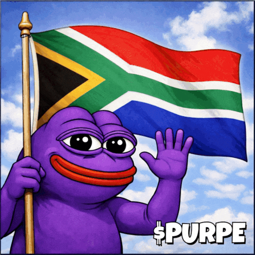 Purple Frog Holding South African Flag Saying Purpe GIF