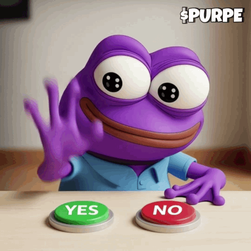 Purple Frog Pressing Green Yes And Red No Buttons GIF