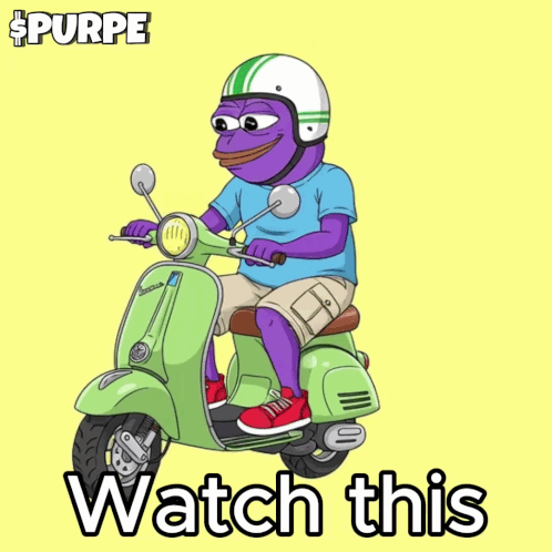 Purple Frog Riding Green Scooter Watch This GIF
