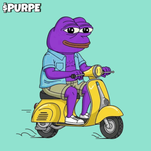 Purple Frog Riding Yellow Scooter See You Soon