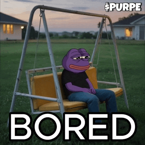 Purple Frog Sitting on Swing Bored