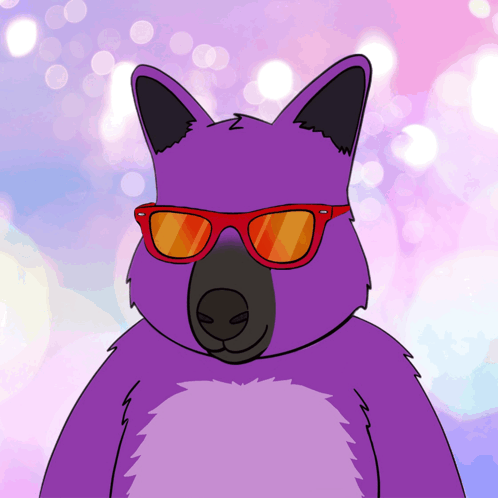 Purple Furry Animal with Red Sunglasses