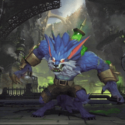 Purple Furry Video Game Character With Green Gloves GIF