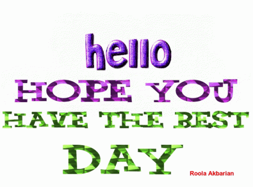 Purple Green Hello Hope You Have Best Day GIF