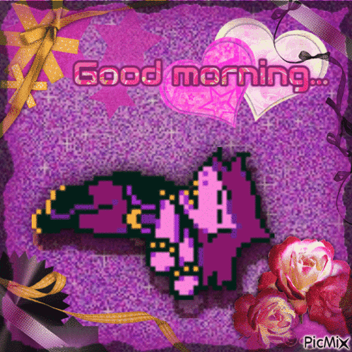 Purple Greeting Card Says Good Morning GIF