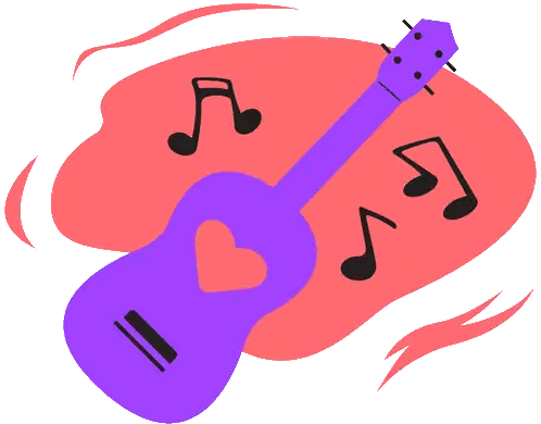 Purple Guitar With Heart