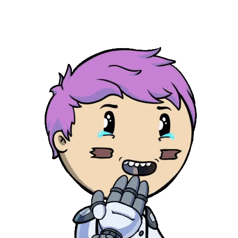 Purple Hair Cartoon Character Crying Happy Tears