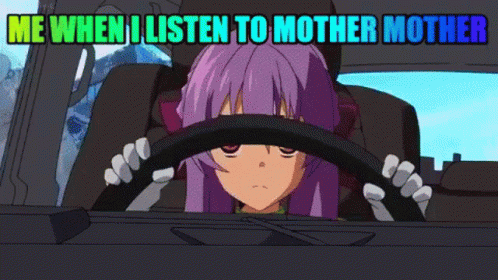 Purple Hair Girl Driving Car Me When I Listen to Mother Mother
