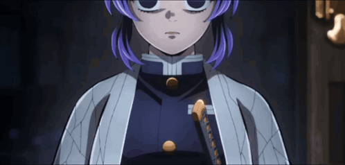 Purple Hair Girl Holding Sword GIF