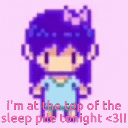 Purple Hair Girl I'm at the Top of the Sleep Pile Tonight