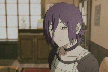 Purple Hair Girl in Apron and Choker