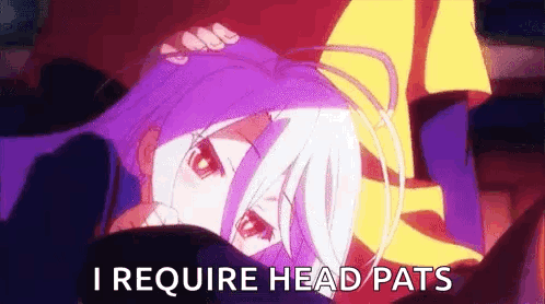 Purple Hair Girl Laying Down I Require Head Pats