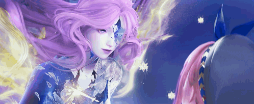 Purple Hair Girl Next to Pink Hair Girl