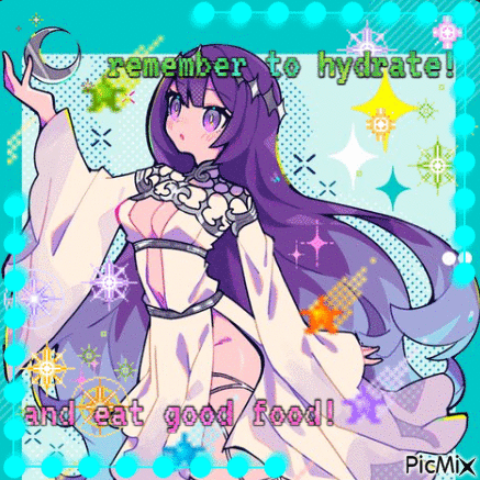 Purple Hair Girl Remember to Hydrate and Eat Good Food
