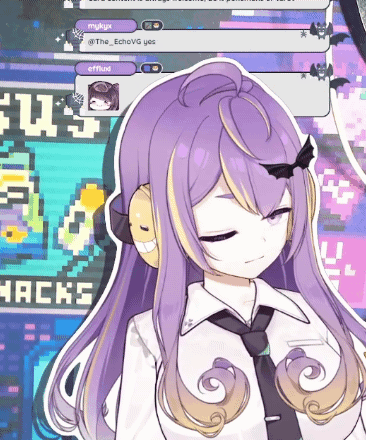 Purple Hair Girl with Headphones Saying Hacks