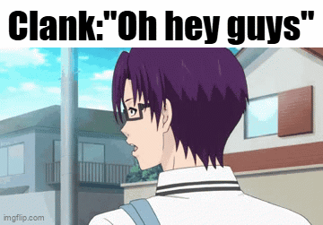 Purple Hair Glasses Man Saying Clank Oh Hey Guys