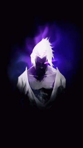 Purple Hair Person on Black Background
