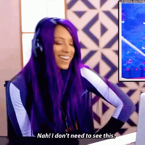 Purple Hair Woman Headphones Nah Don't See This