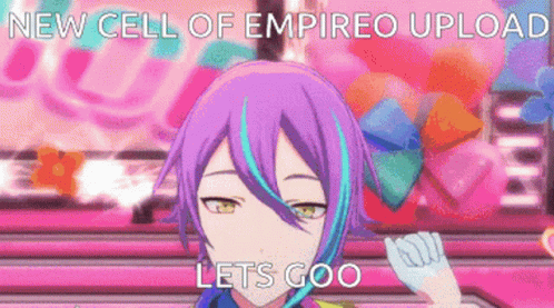 Purple Haired Anime Character Saying New Cell of Empireo Upload Let's Goo
