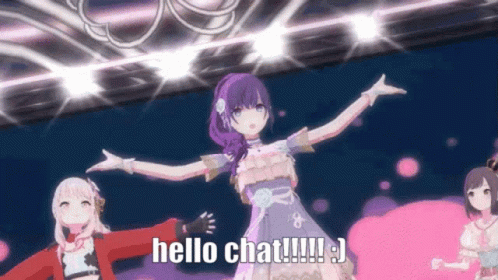 Purple Haired Anime Girl Dancing Hello Chat