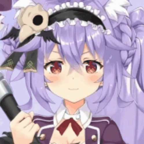 Purple Haired Anime Girl With Skull GIF