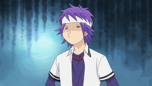 Purple-Haired Cartoon Character With Head Bandage