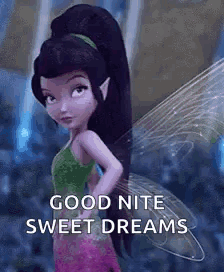 Purple-Haired Fairy Saying Good Night Sweet Dreams