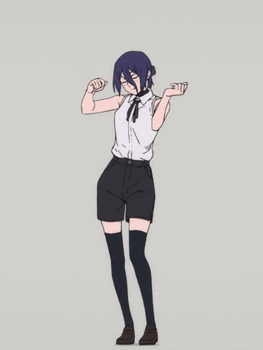 Purple Haired Girl Dancing in White and Black
