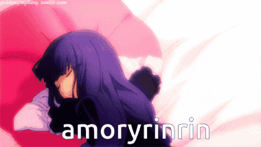 Purple Haired Girl On Bed Under Umbrella Amoryrinrin GIF