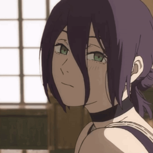 Purple-Haired Girl With Green Eyes and Black Choker