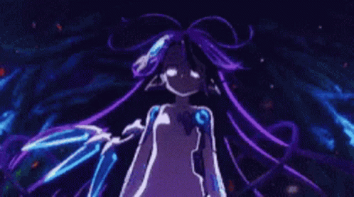 Purple Haired Girl With Sword in Dark