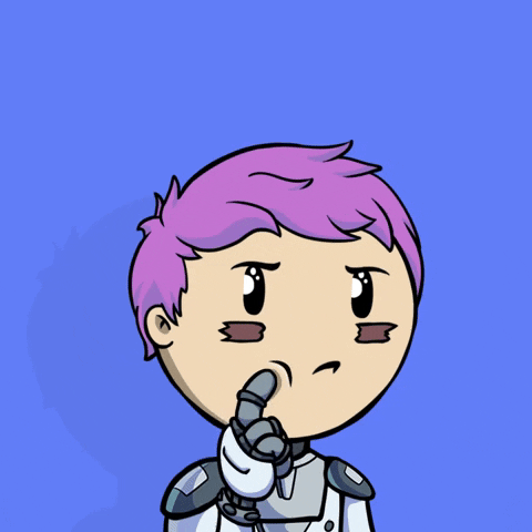 Purple Haired Man Brainstorming GIF