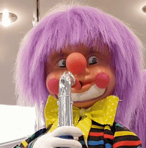 Purple Haired Puppet Trumpet GIF