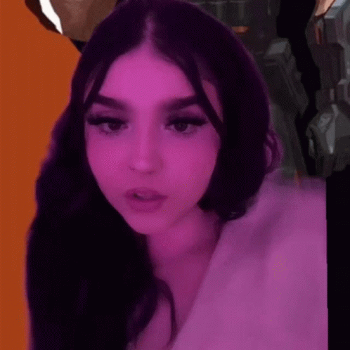 Purple Haired Woman Funny Face Saying You're Old