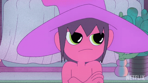Purple Hat Cartoon Character Saying Netflix