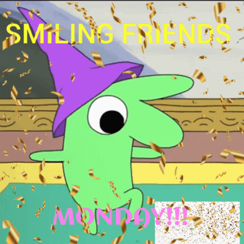 Purple Hat Cartoon Character Saying Smiling Friends