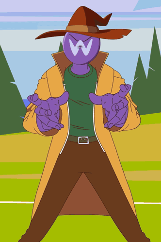 Purple Head Cartoon Witch Hat With W GIF
