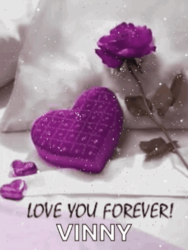 Purple Heart And Purple Rose On Bed Love You Forever Vinny GIF
