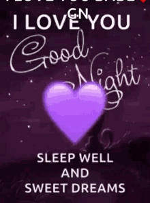 Purple Heart Saying Sleep Well GIF