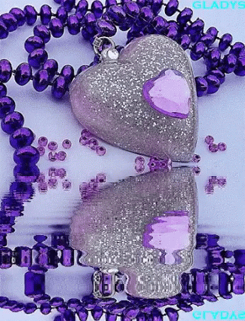 Purple Heart-Shaped Necklace with Beads and Pendant