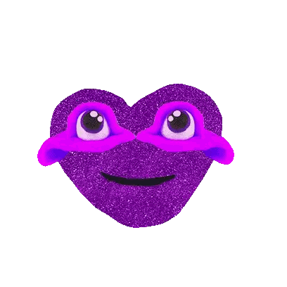 Purple Heart with Purple Eyes and Smile