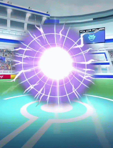 Purple Lightning Bolt Coming Out of Circle in Stadium