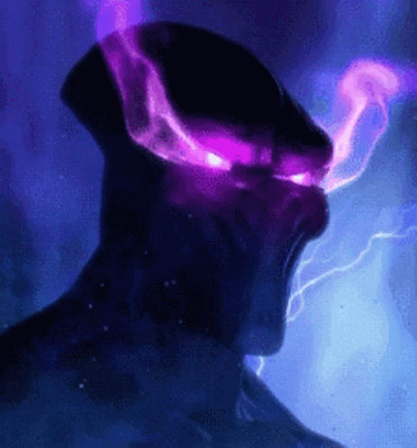 Purple Lightning Bolt from Person's Mouth