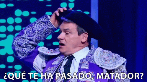 Purple Matador Asking Que Te Ha Pasado Matador
