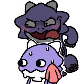 Purple Monster and Fox Cartoon
