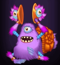 Purple Monster Holding Trumpet and Turtle Shell