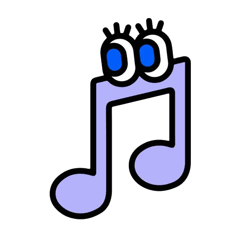 Purple Music Note with Eyes