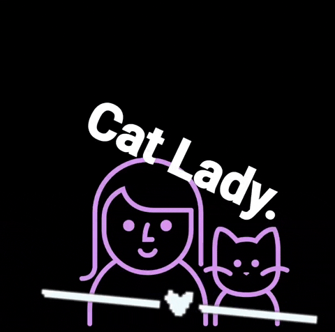 Purple Neon Cat Lady And Pet GIF