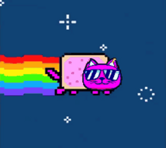 Purple Nyan Cat With Glasses GIF