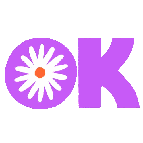 Purple OK Sign With White Flower